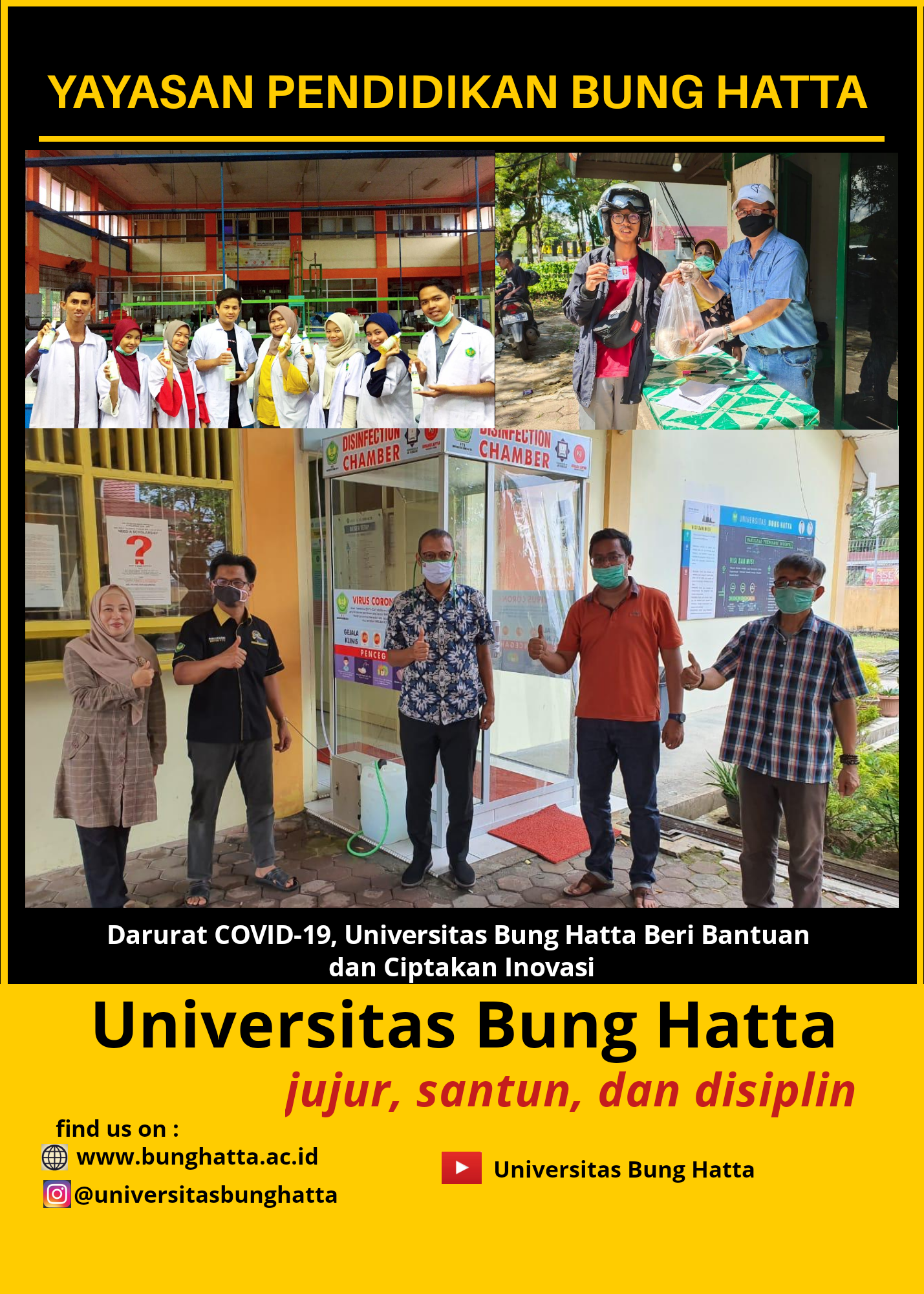 Darurat COVID-19, Universitas Bung Hatta Beri Bantuan dan Ciptakan Inovasi