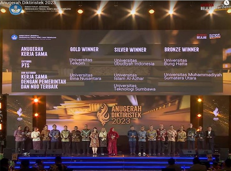 Universitas Bung Hatta Raih Bronze Winner Anugerah Diktiristek 2023 Bidang Kerjasama Dengan Lembaga Pemerintah dan NGO