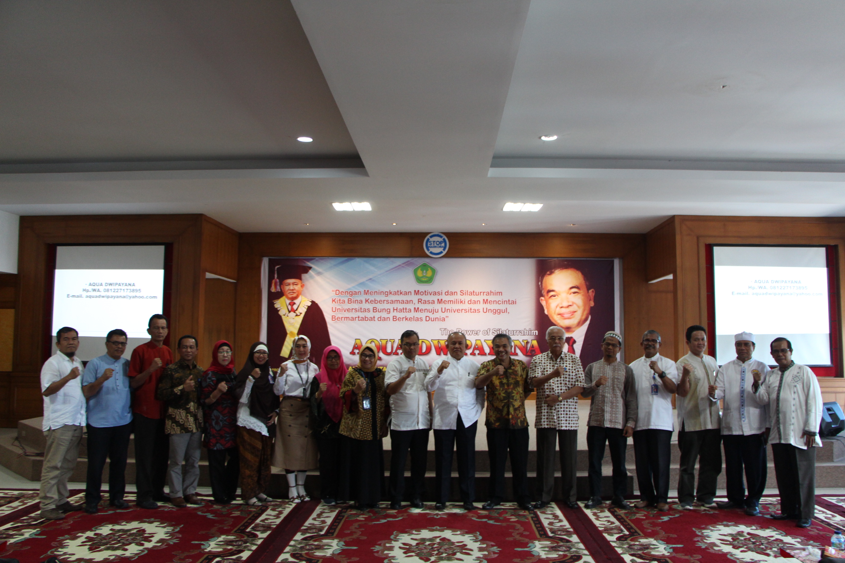Civitas Akademika Universitas Bung Hatta Ikuti Kuliah Umum Bersama Motivator Aqua Dwipayana