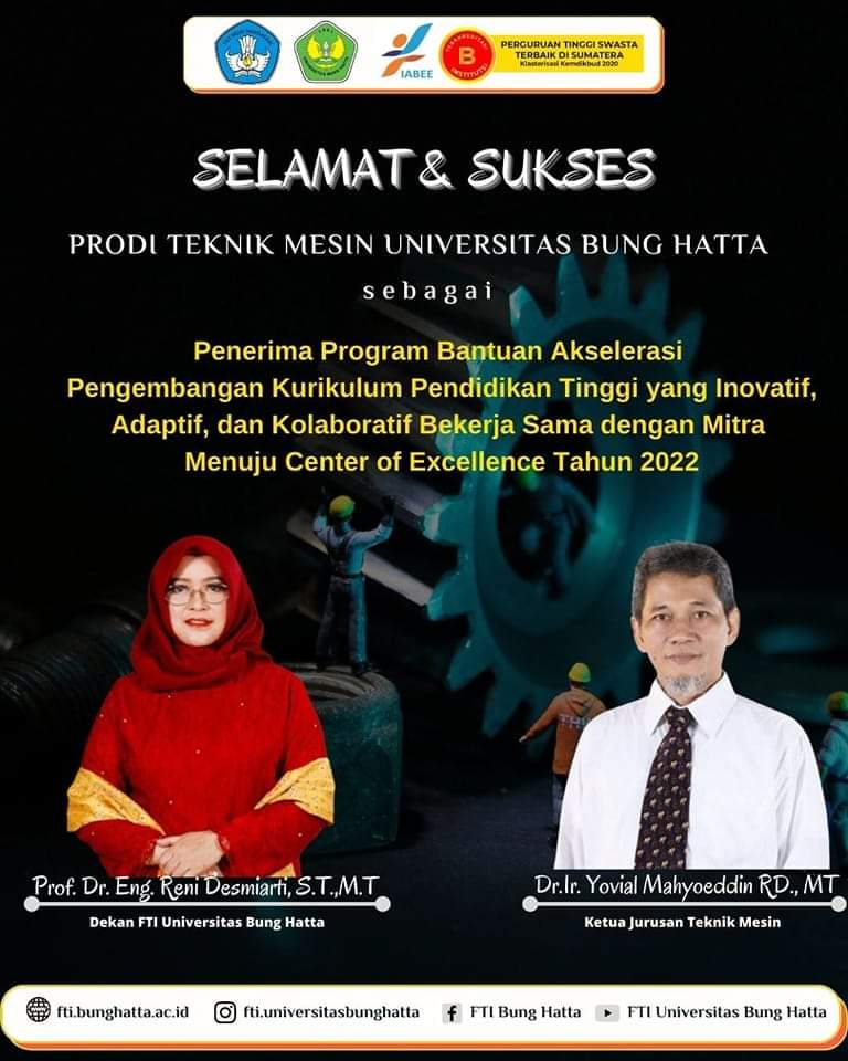 Program Studi Teknik Mesin FTI Universitas Bung Hatta Kembali Raih Hibah MBKM di Kemdikbudristekdikti