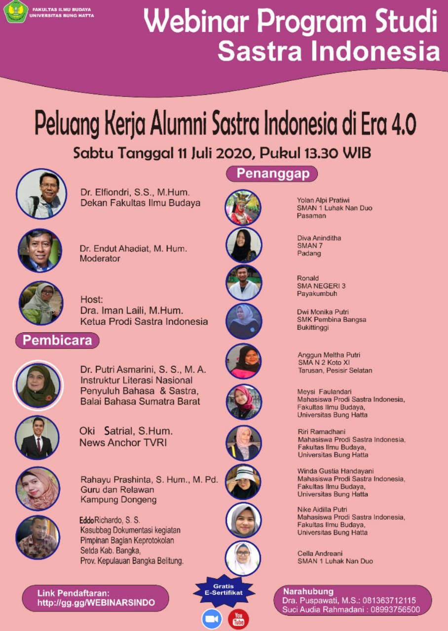 Webinar Prodi Sastra Indonesia Universitas Bung Hatta