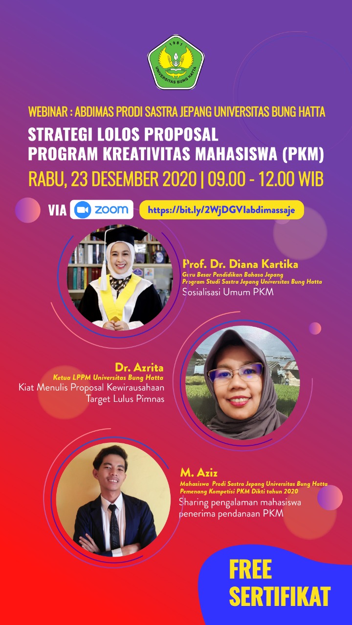 Ayo Ikuti Webinar Lolos Proposal PKM dan Pimnas bagi Mahasiswa Universitas Bung Hatta 