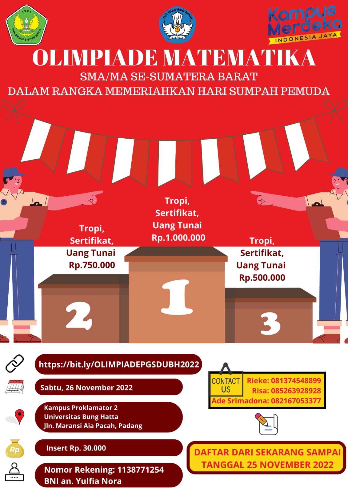 Mari Ikuti Olimpiade Matematika tingkat SMA/MA se-Sumatera Barat!!
