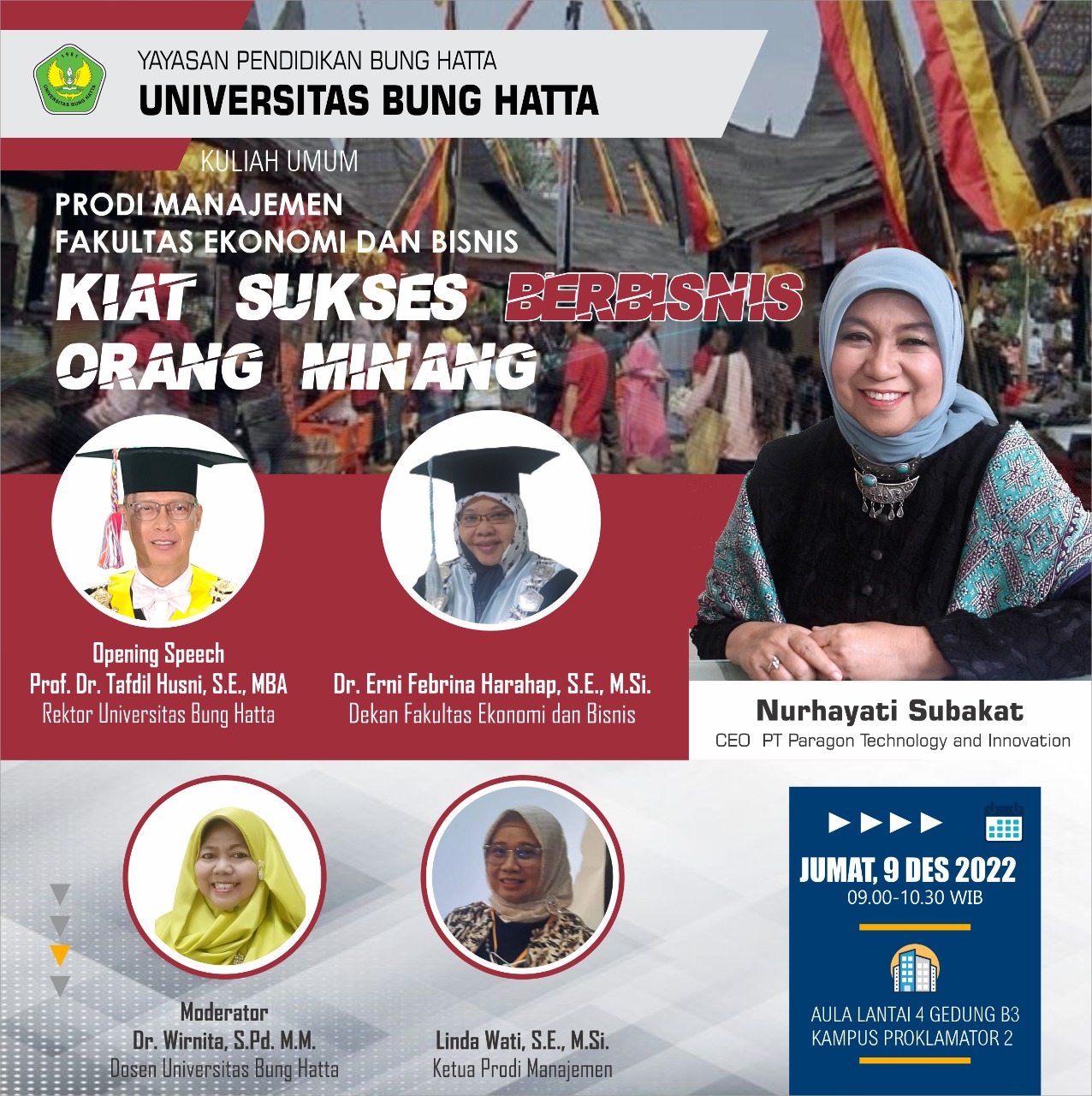Seminar Kiat Sukses Berbisnis Orang Minang" Bersama Nurhayati Subakat (CEO PT Paragon Technology and Innovation)