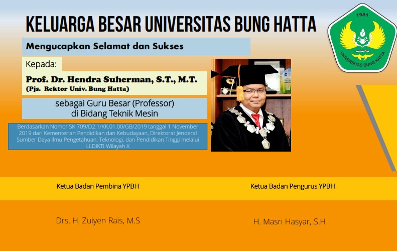 Selamat dan Sukses atas Gelar Guru Besar, Prof. Dr. Hendra Suherman, M.T.