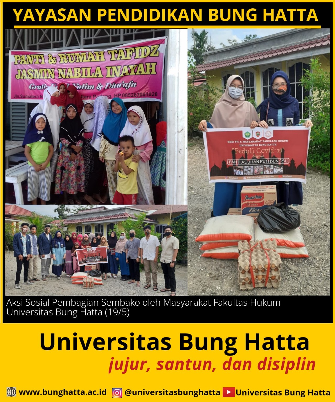 Aksi Sosial Pembagian Sembako oleh Masyarakat  Fakultas Hukum Universitas Bung Hatta