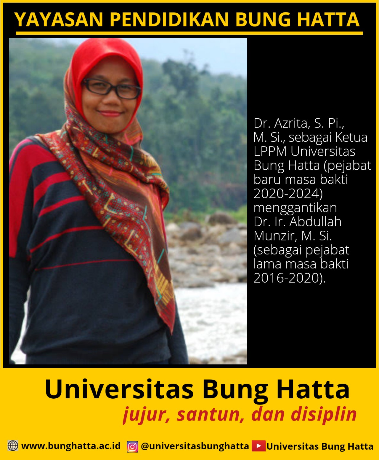 Dr. Azrita, S. Pi., M. Si., Ketua LPPM Universitas Bung Hatta Masa Bakti 2020-2024