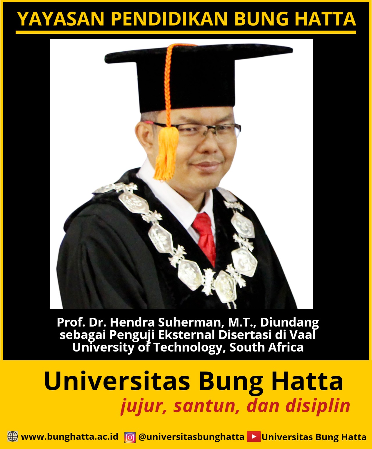 Prof. Dr. Hendra Suherman, M.T., Diundang sebagai Penguji Eksternal Disertasi di Vaal University of Technology Afrika Selatan