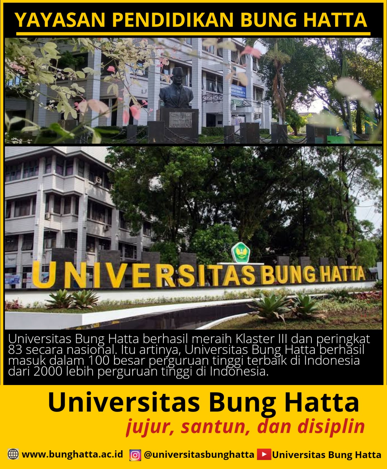 Universitas Bung Hatta Masuk 100 Besar Secara Nasional dalam Pemeringkatan Pendidikan Tinggi
