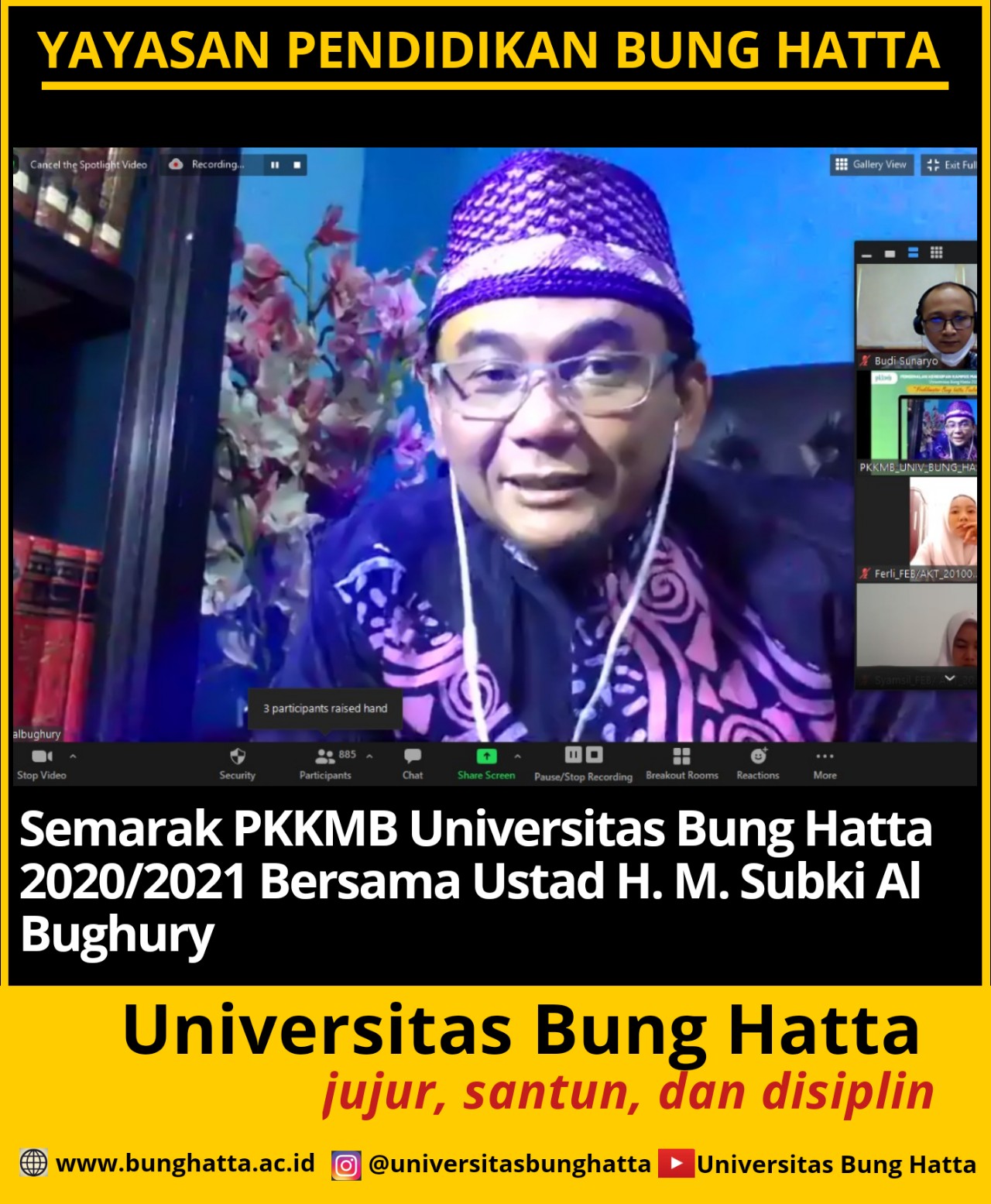 Ustad H. M. Subki Al Bughury Beri Pembekalan kepada Mahasiswa Baru Universitas Bung Hatta