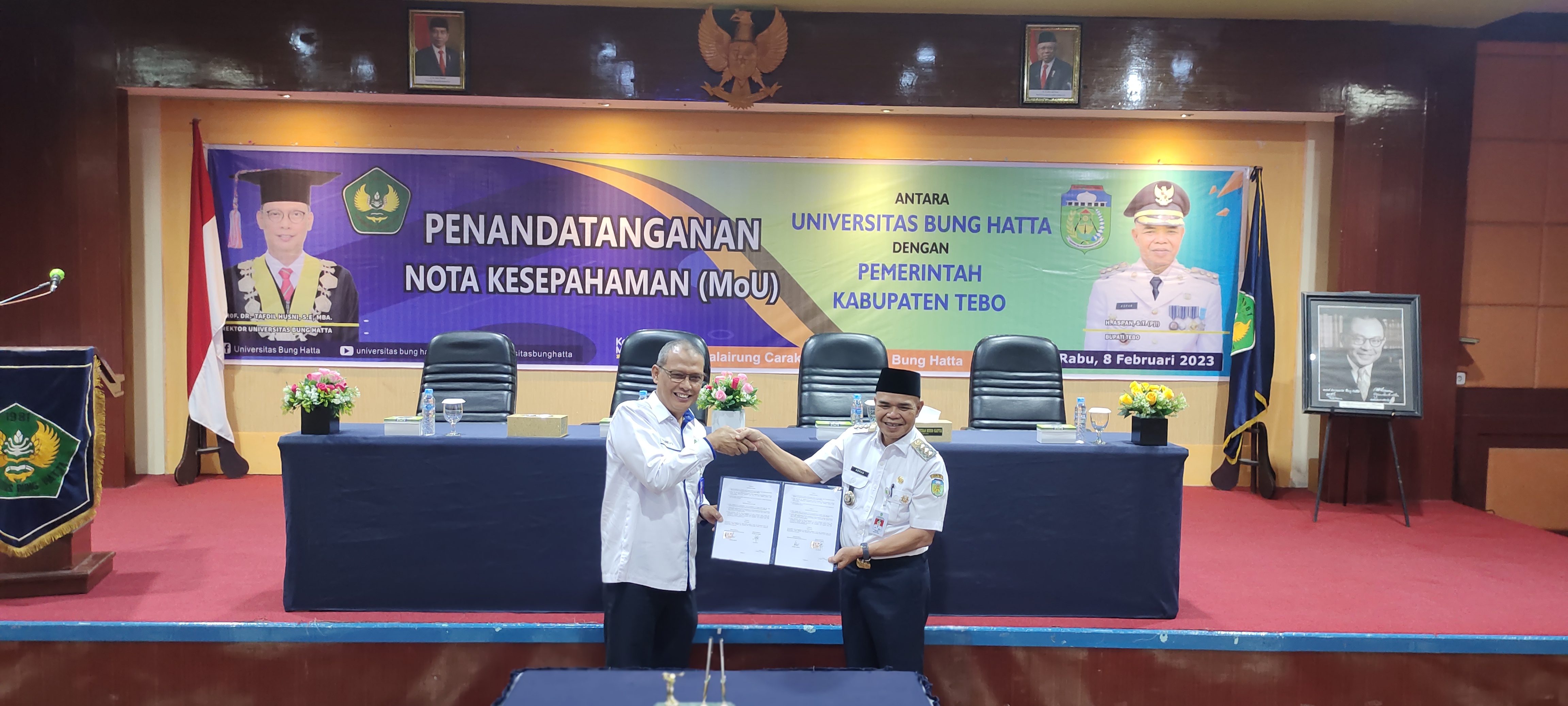 Rektor Universitas Bung Hatta Ratifikasi Nota Kesepahaman dengan Pemerintah Kabupaten Tebo