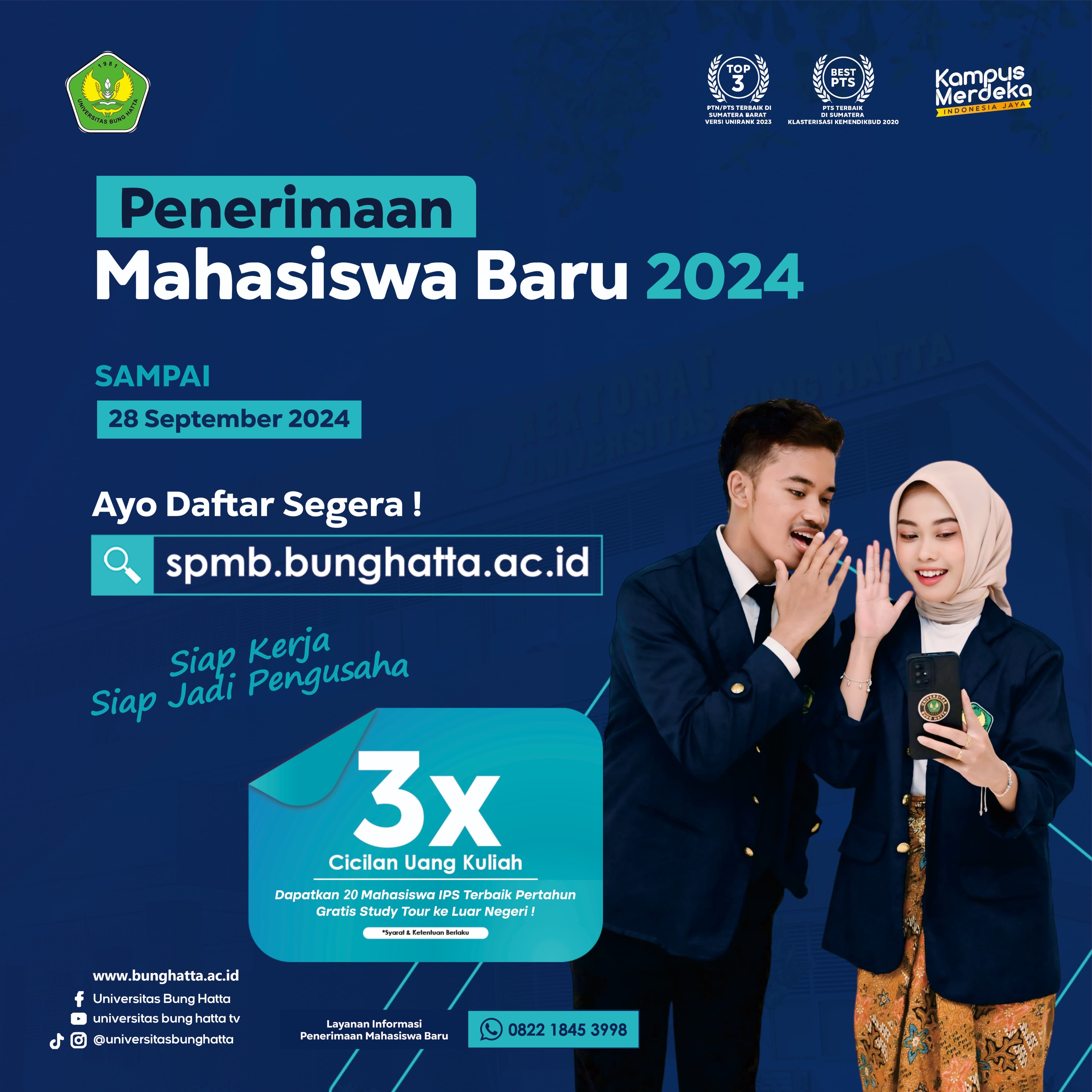 Penerimaan Mahasiswa Baru Universitas Bung Hatta Sampai Tanggal 28 September 2024