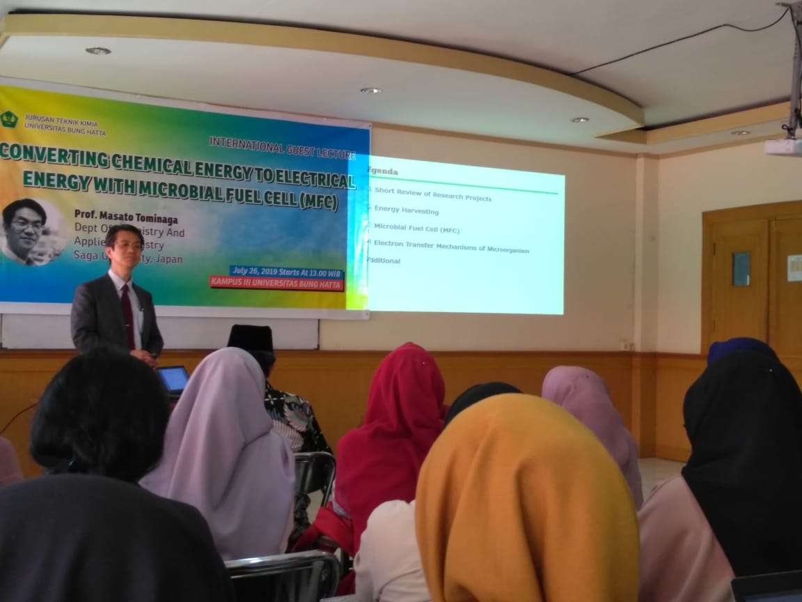 Prof. Masato Tominaga from Saga University, Japan, Delivered an International Guest Lecture at Chemical Engineering Department, Bung Hatta University