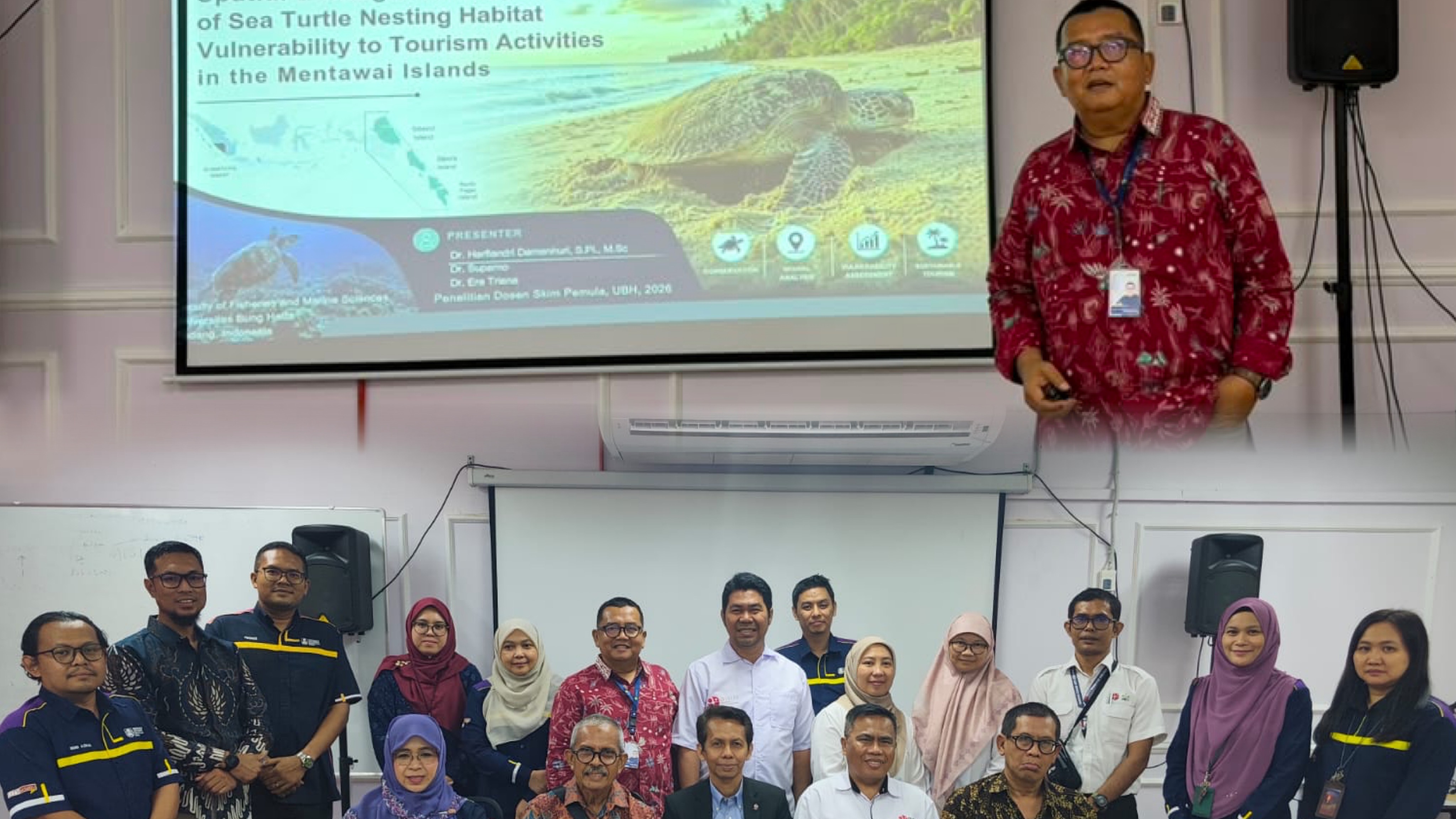 Dr. Harfiandri Damanhuri, S.Pi., M.Sc., Dosen FPIK Universitas Bung Hatta Paparkan Hasil Riset Konservasi Penyu Mentawai di Seminar Internasional Malaysia
