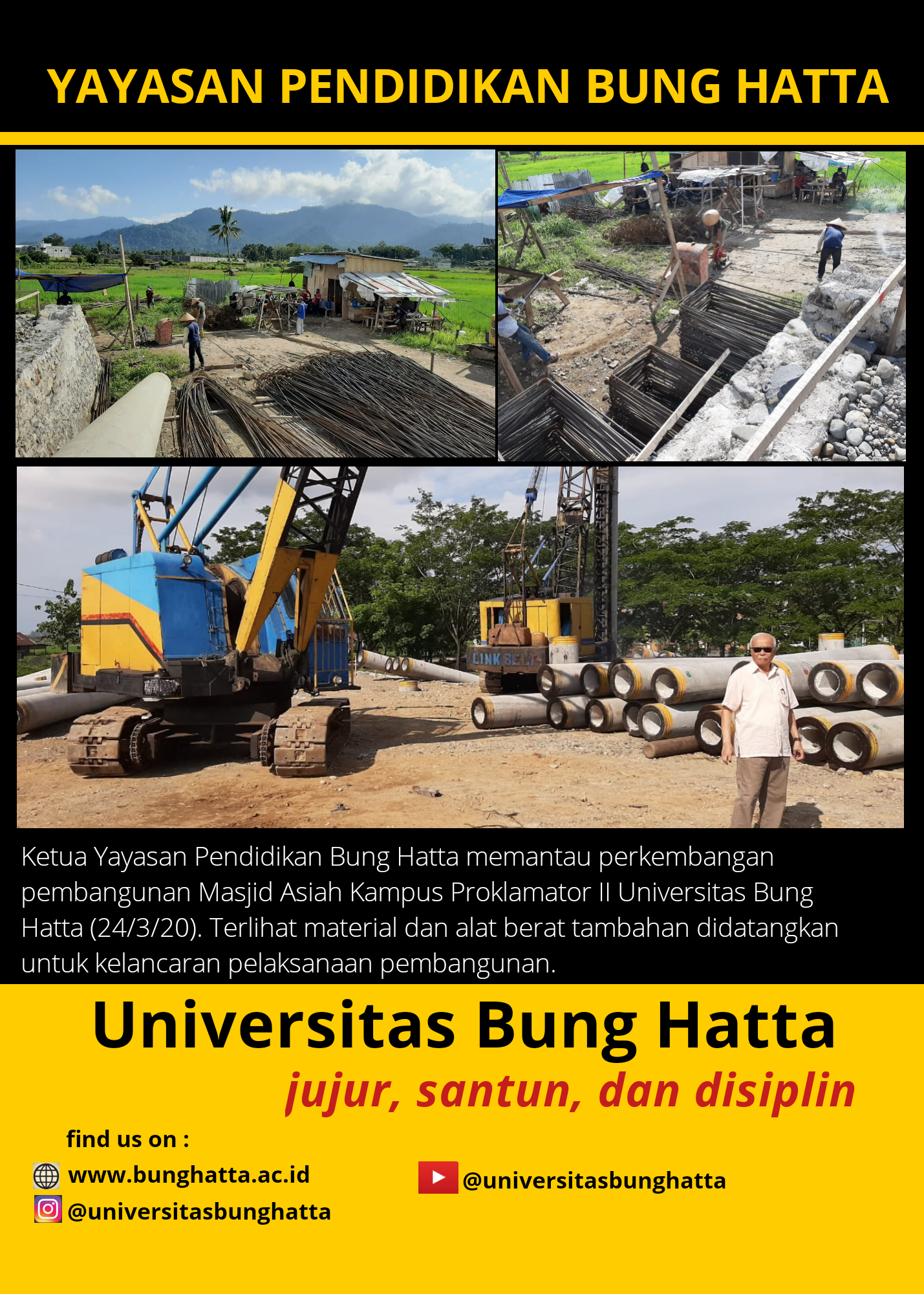 Ketua Badan Pengurus Yayasan Pendidikan Bung Hatta Survei Lokasi Pembangunan Masjid Asiah Kampus Proklamator II