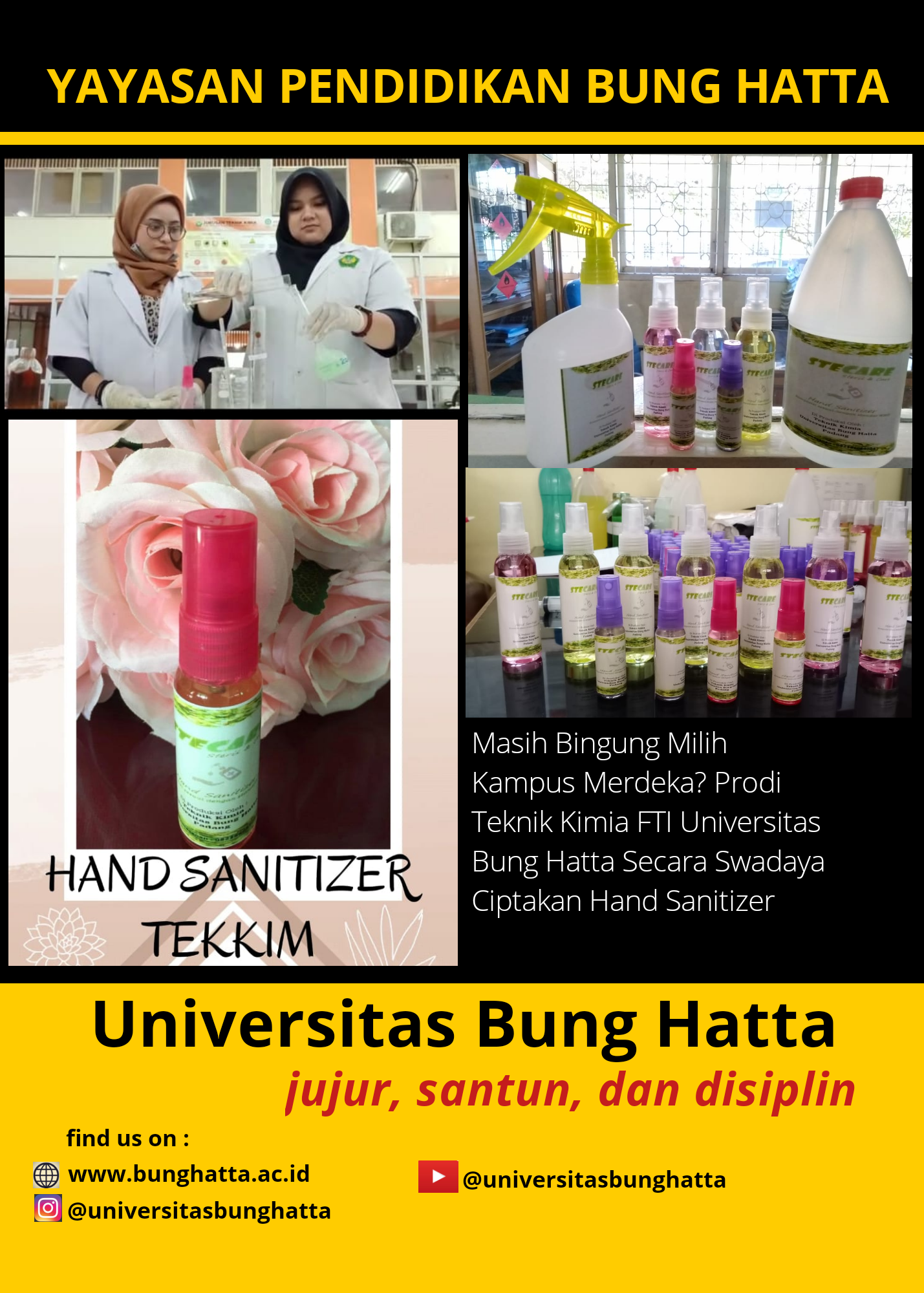 Prodi Teknik Kimia Secara Swadaya Ciptakan Hand Sanitazer untuk Pencegahan Covid-19