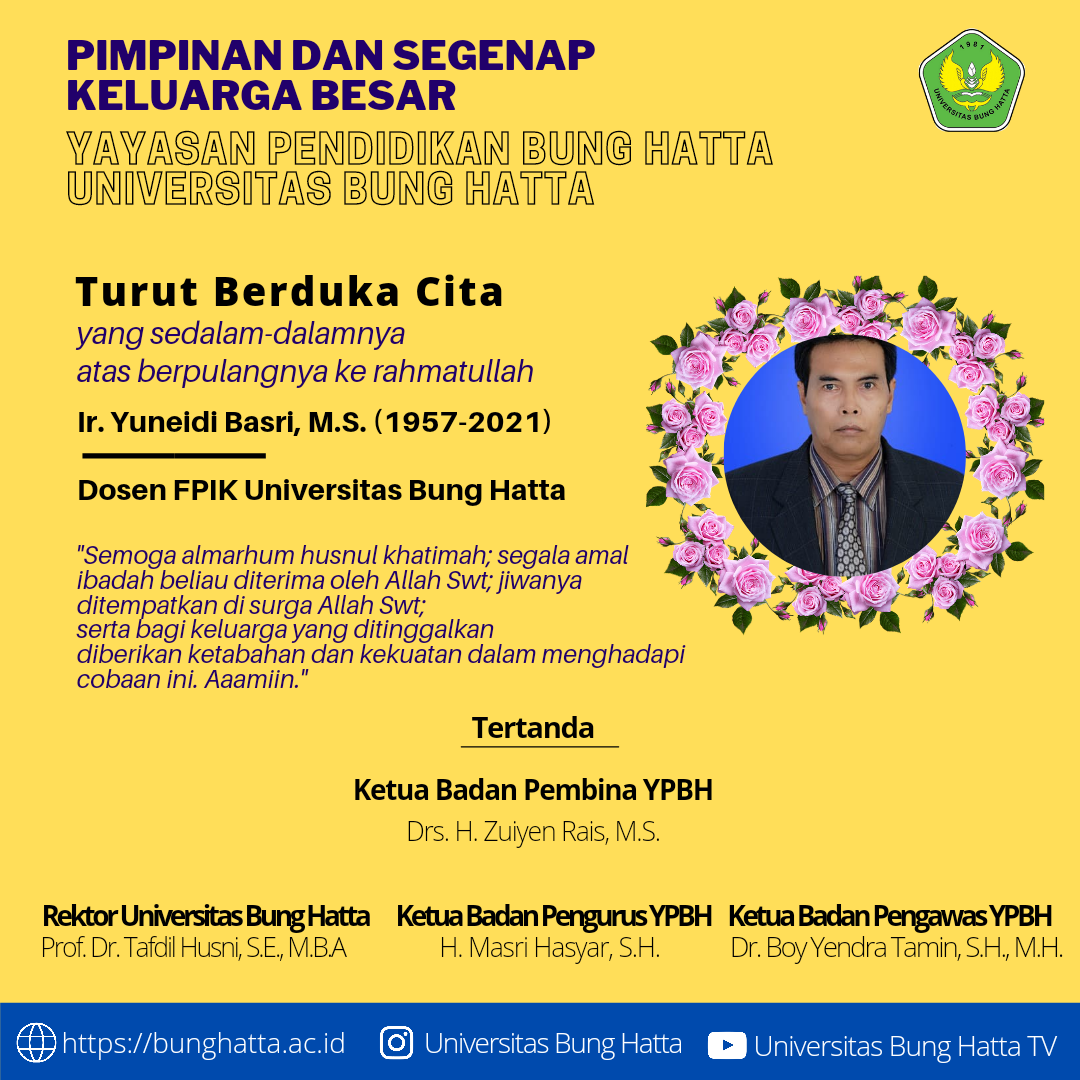 Ir. Yuneidi Basri, M.S Tutup Usia (1957-2021)