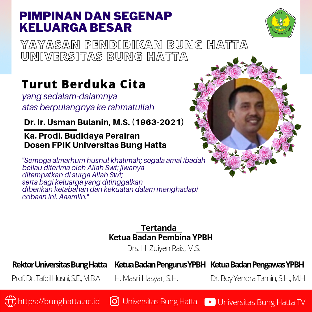 Kabar Duka: Dr. Ir. Usman Bulanin, M.S. Tutup Usia (1963-2021)