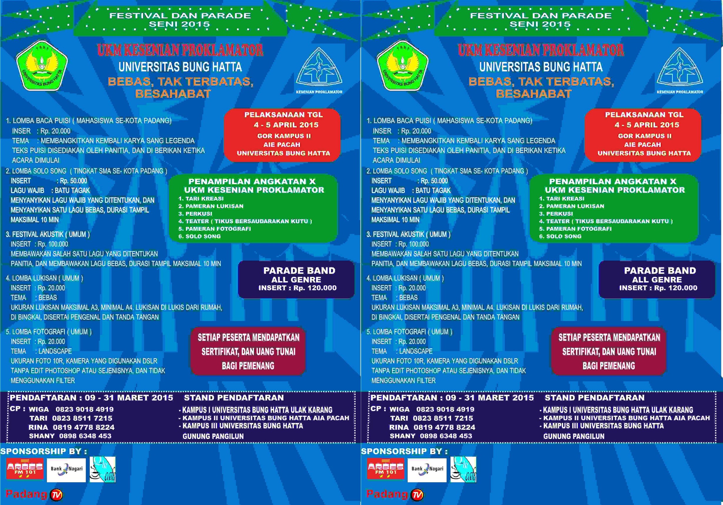 UKM Kesenian Proklamator Akan Gelar 5 Macam Perlombaan