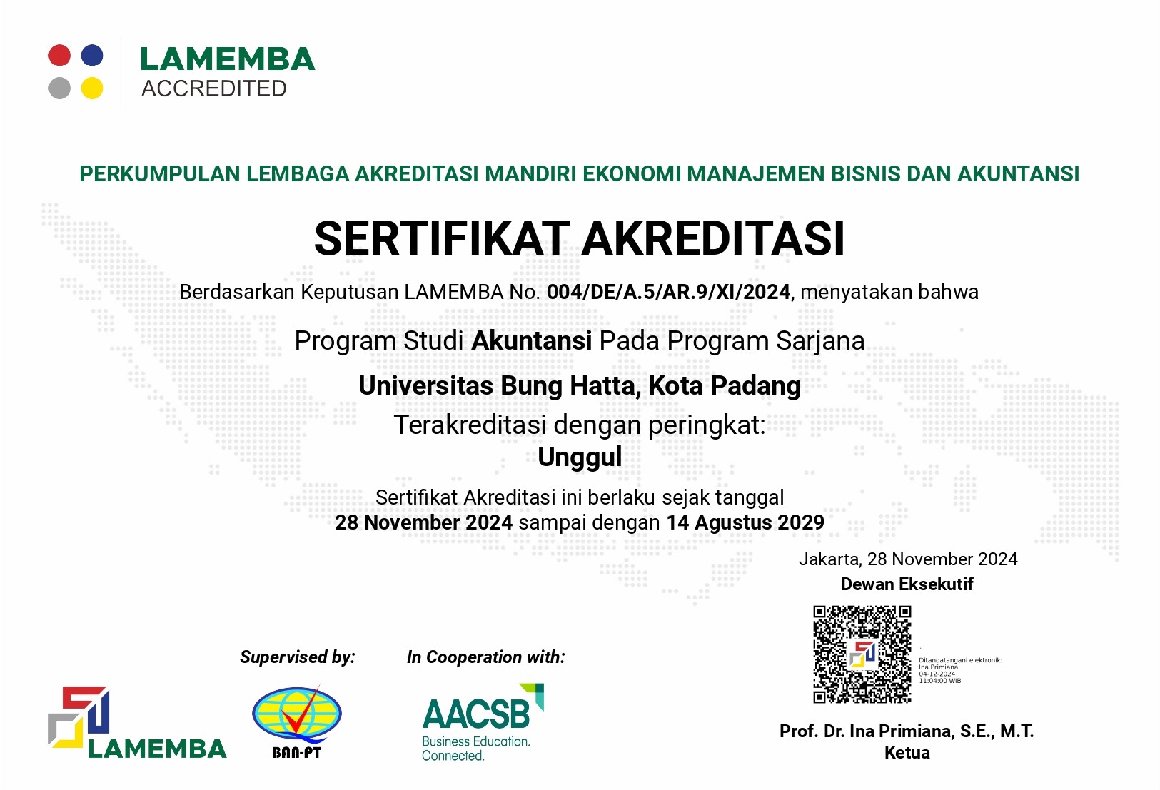 Prodi Akuntansi Fakultas Ekonomi dan Bisnis Universitas Bung Hatta Raih Peringkat Akreditasi Unggul