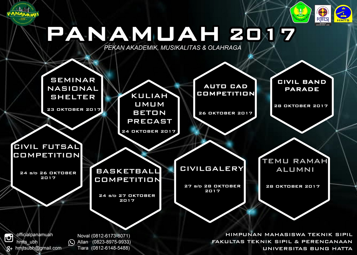 PANAMUAH 2017, Pekan Akademik, Musikalitas dan Olahraga Teknik Sipil Universitas Bung Hatta