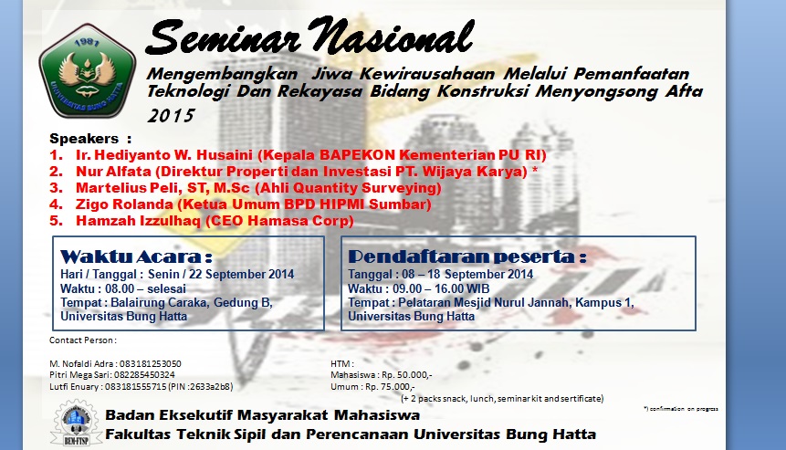 BEMM FTSP UBH Angkat Seminar Nasional Kewirausahaan Bidang Konstruksi