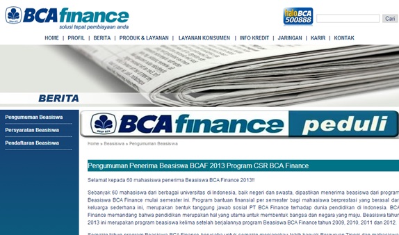 Mahasiswa UBH Terima Beasiswa BCA Finance 2013