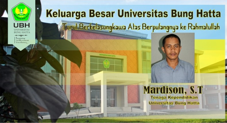 Kabar Duka, Mardison, ST  Tenaga Kependidikan UBH Meninggal Dunia