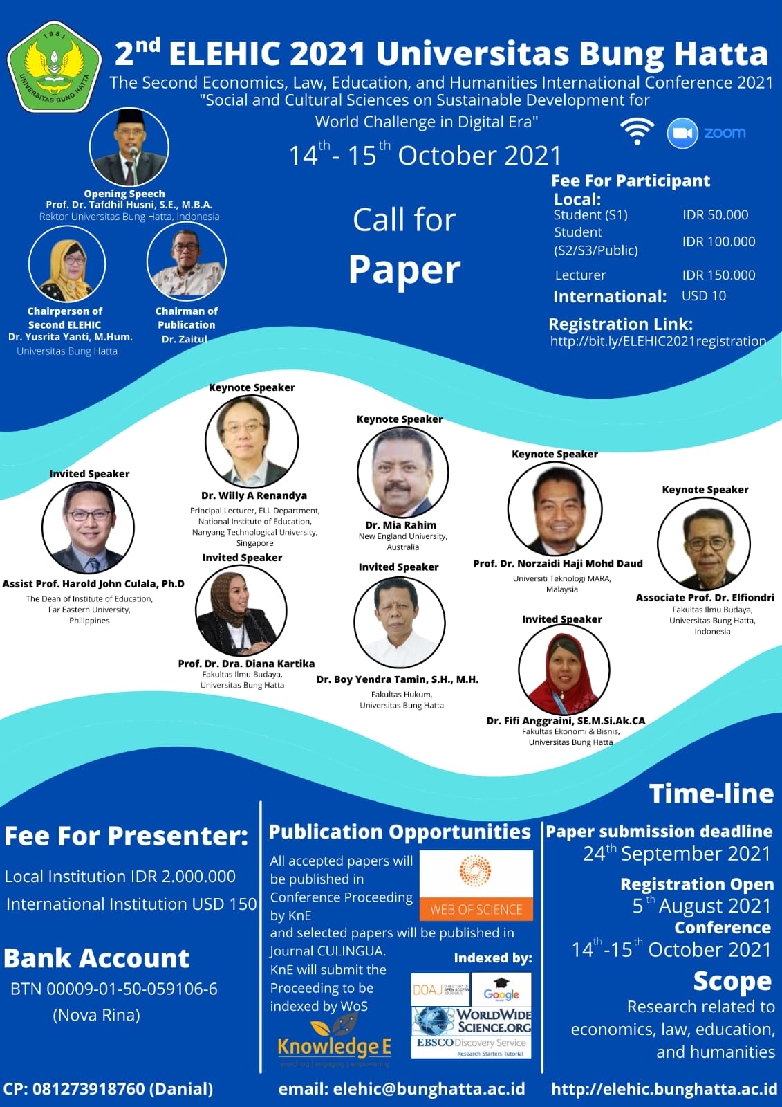 The Economics, Law, Education and Humanities International Conference (ELEHIC) 2021