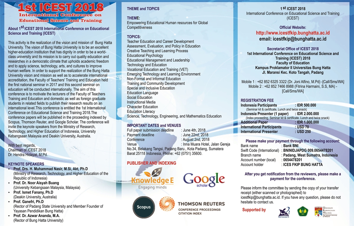 FKIP Universitas Bung Hatta Akan Helat International Conference on Educational, Science and Training 2018