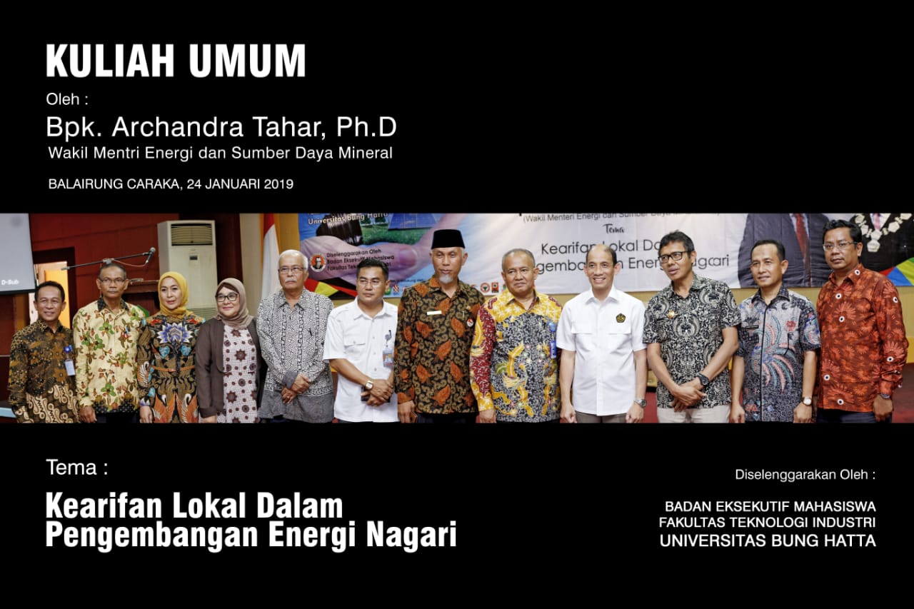 Wamen ESDM, Arcandra Tahar Kuliah Umum di Universitas Bung Hatta