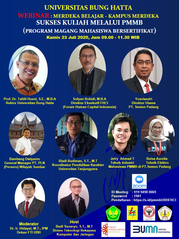 Fakultas Teknologi Industri Universitas Bung Hatta Gelar Webinar "Sukses Kuliah melalui PMMB"
