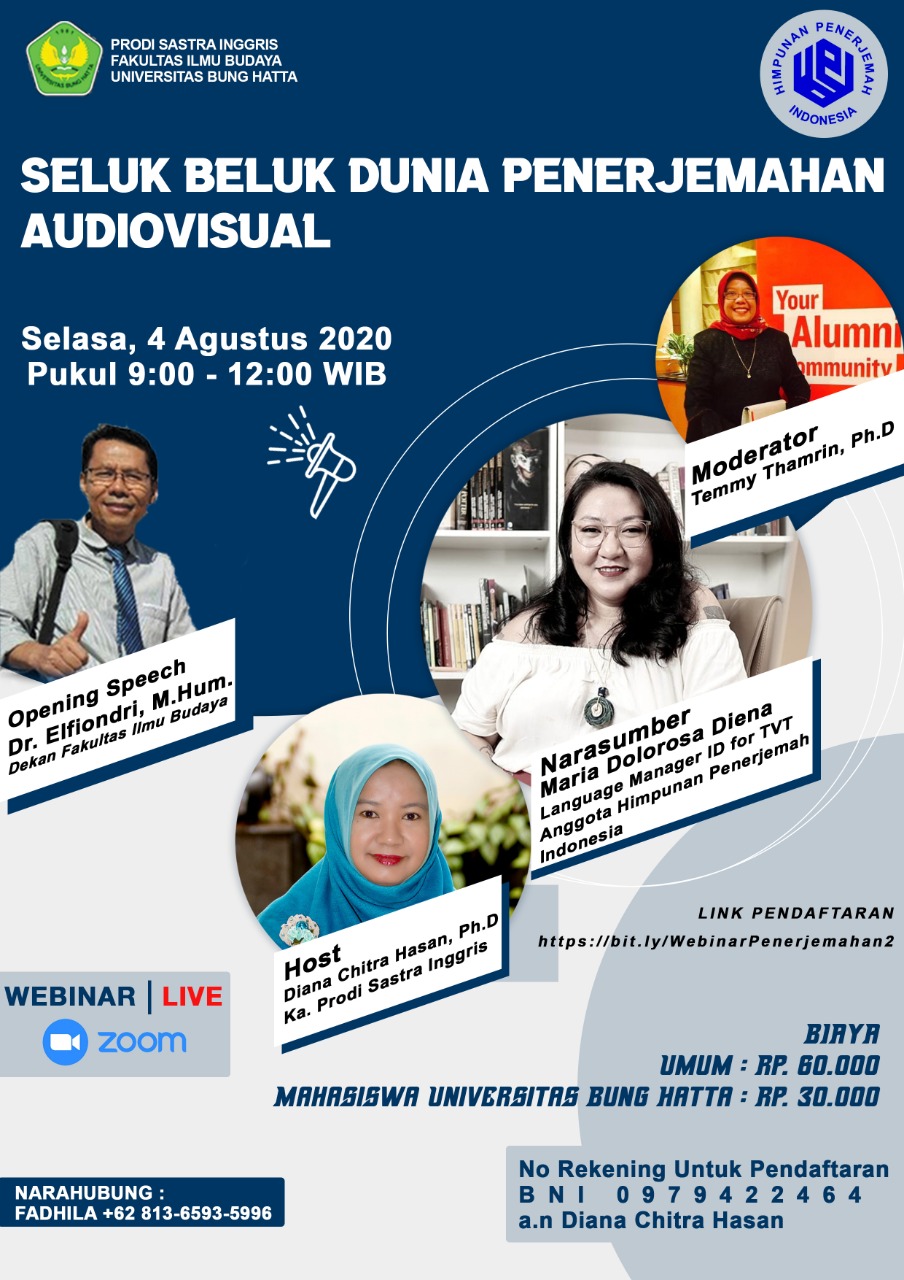 Webinar Program Studi Sastra Inggris Bekerja Sama dengan Himpunan Penerjemah Indonesia