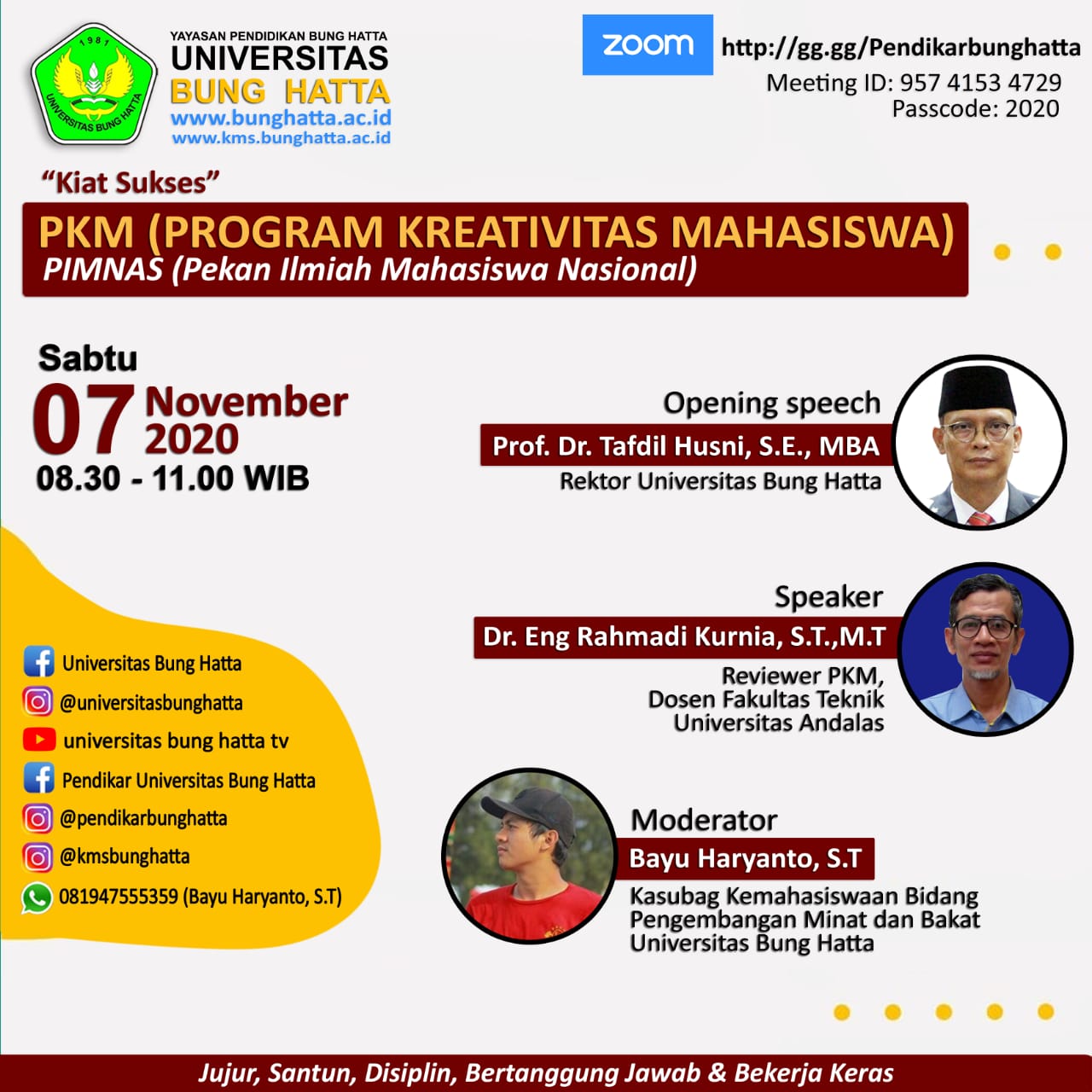 Sosialisasi PKM dan Pimnas untuk Mahasiswa Universitas Bung Hatta