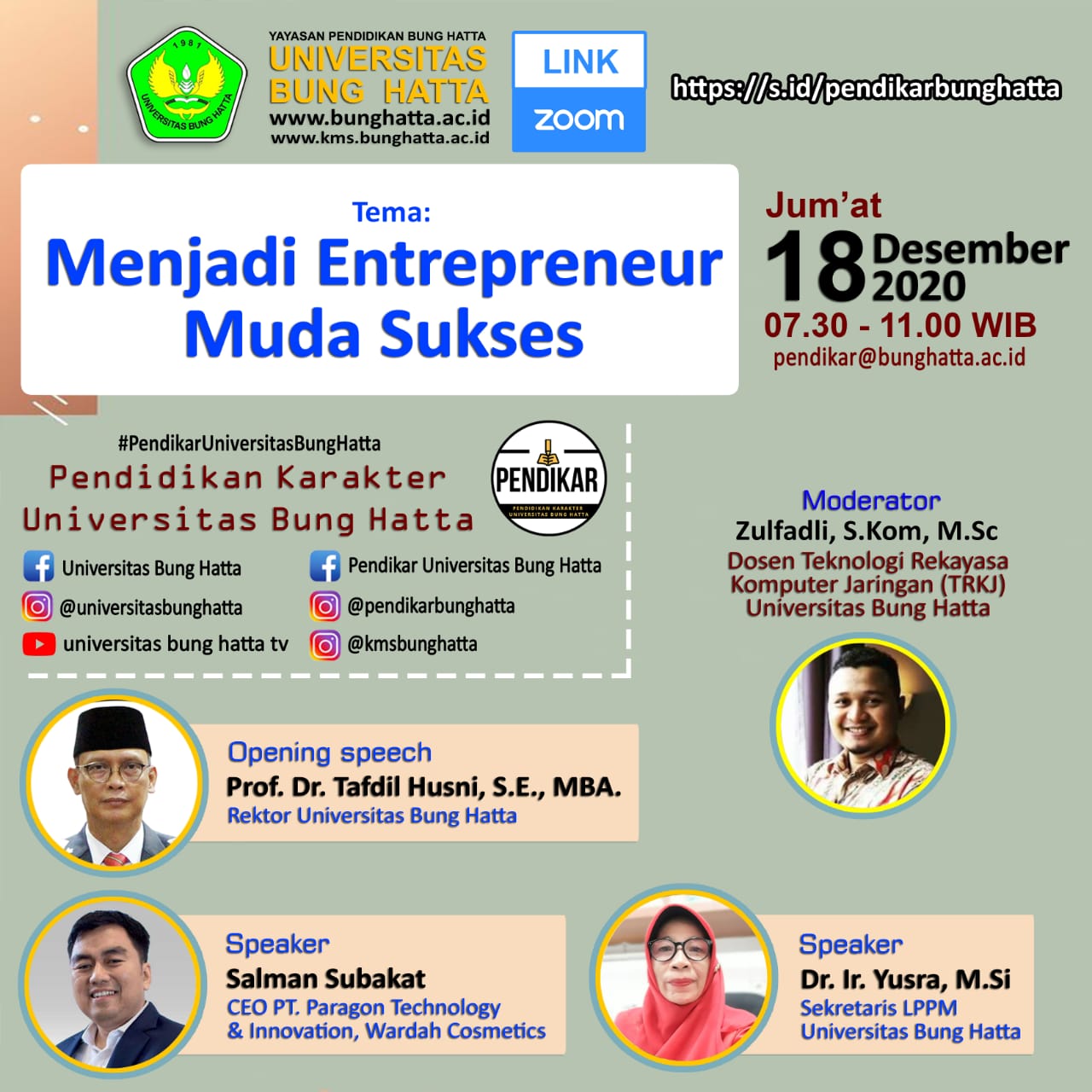 Salman Subakat Bakal Hadir dalam Pendikar bagi Mahasiswa Universitas Bung Hatta