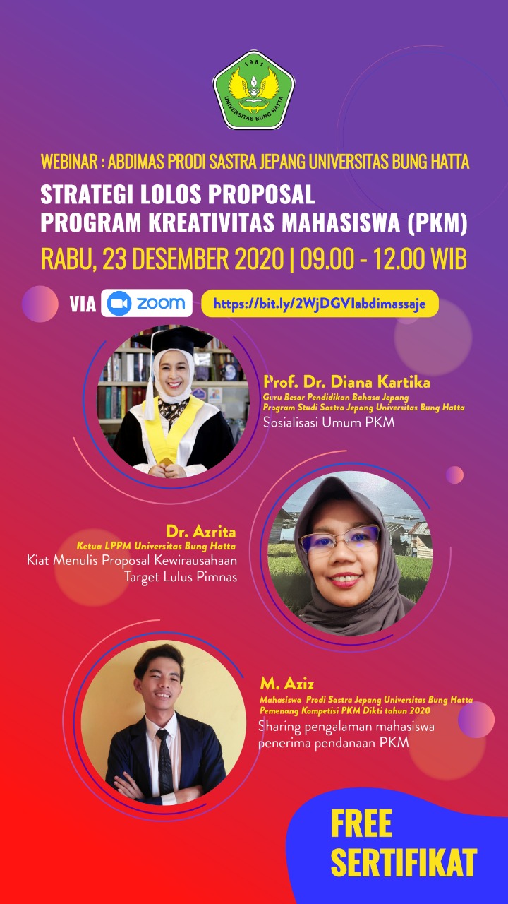 Ayo Ikuti Webinar Lolos Proposal PKM dan Pimnas bagi Mahasiswa Universitas Bung Hatta