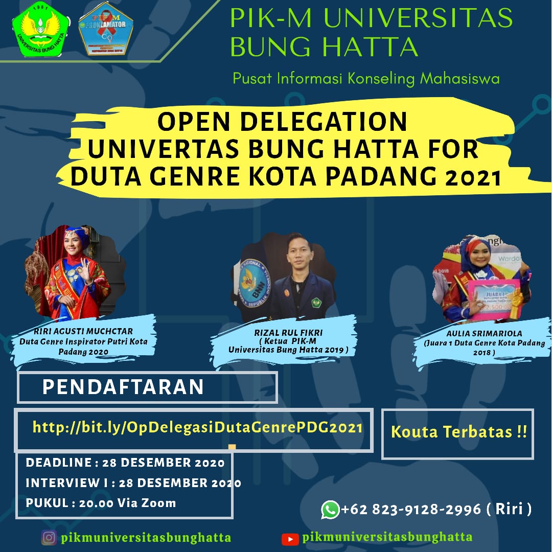 OPEN DELEGATION PIK-M UNIVERTAS BUNG HATTA FOR  DUTA GENRE KOTA PADANG 2021
