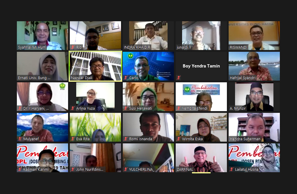 Koordinator dan Dosen Pembimbing Lapangan Ikuti Pembekalan KKN-TMB Covid-19 Universitas Bung Hatta