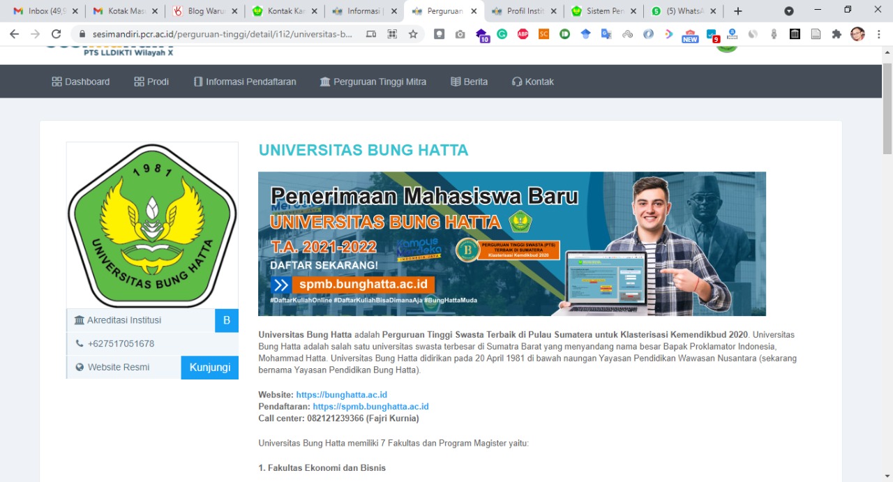 Universitas Bung Hatta Menjadi Mitra Sesimandiri PTS LLDikti Wilayah X