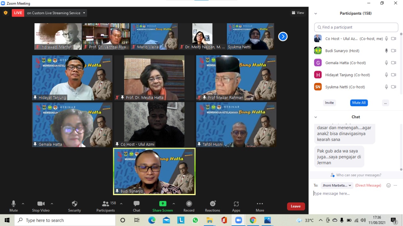 Universitas Bung Hatta Sukses Menggelar Webinar Membangun Keteladanan Bung Hatta