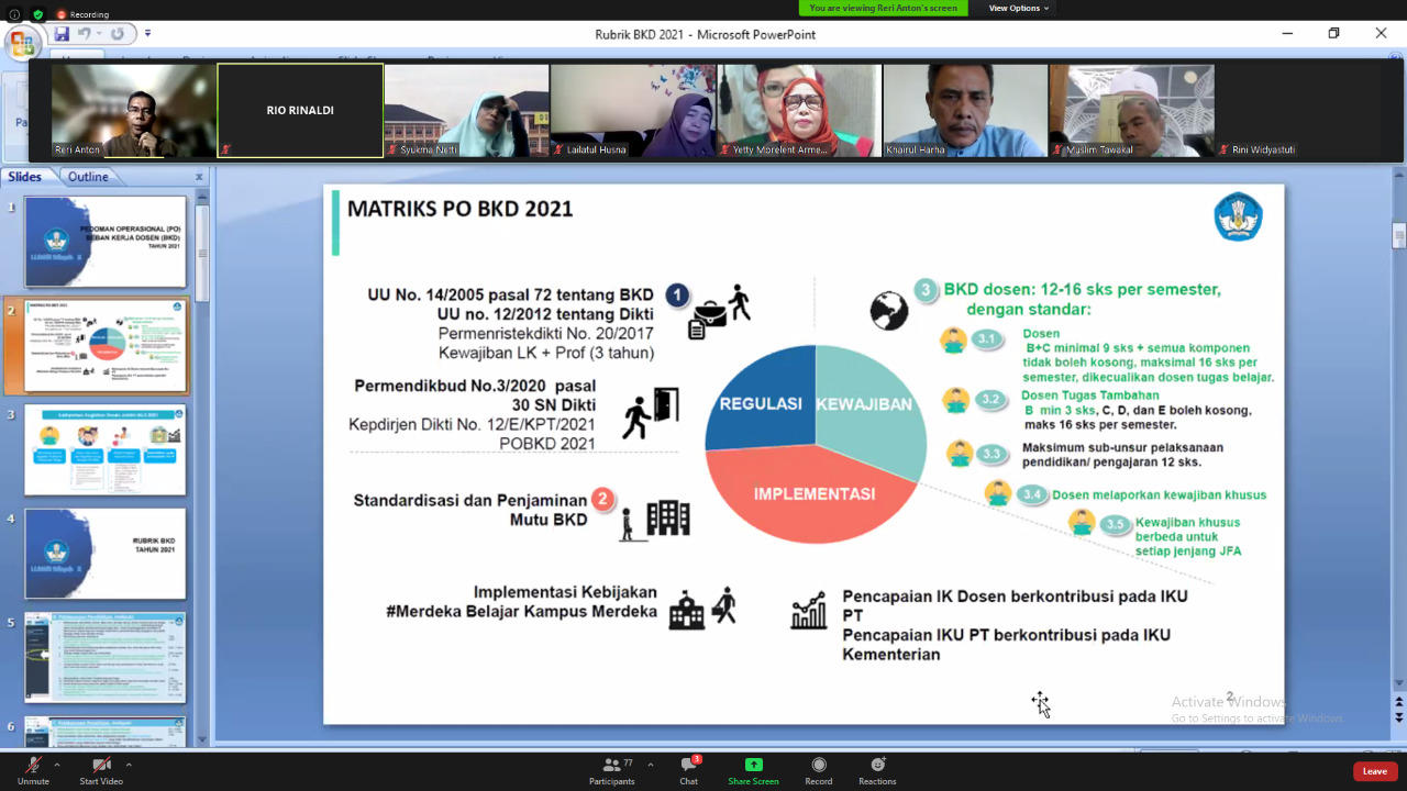 Sosialisasi LKD BKD bagi Dosen FKIP Universitas Bung Hatta