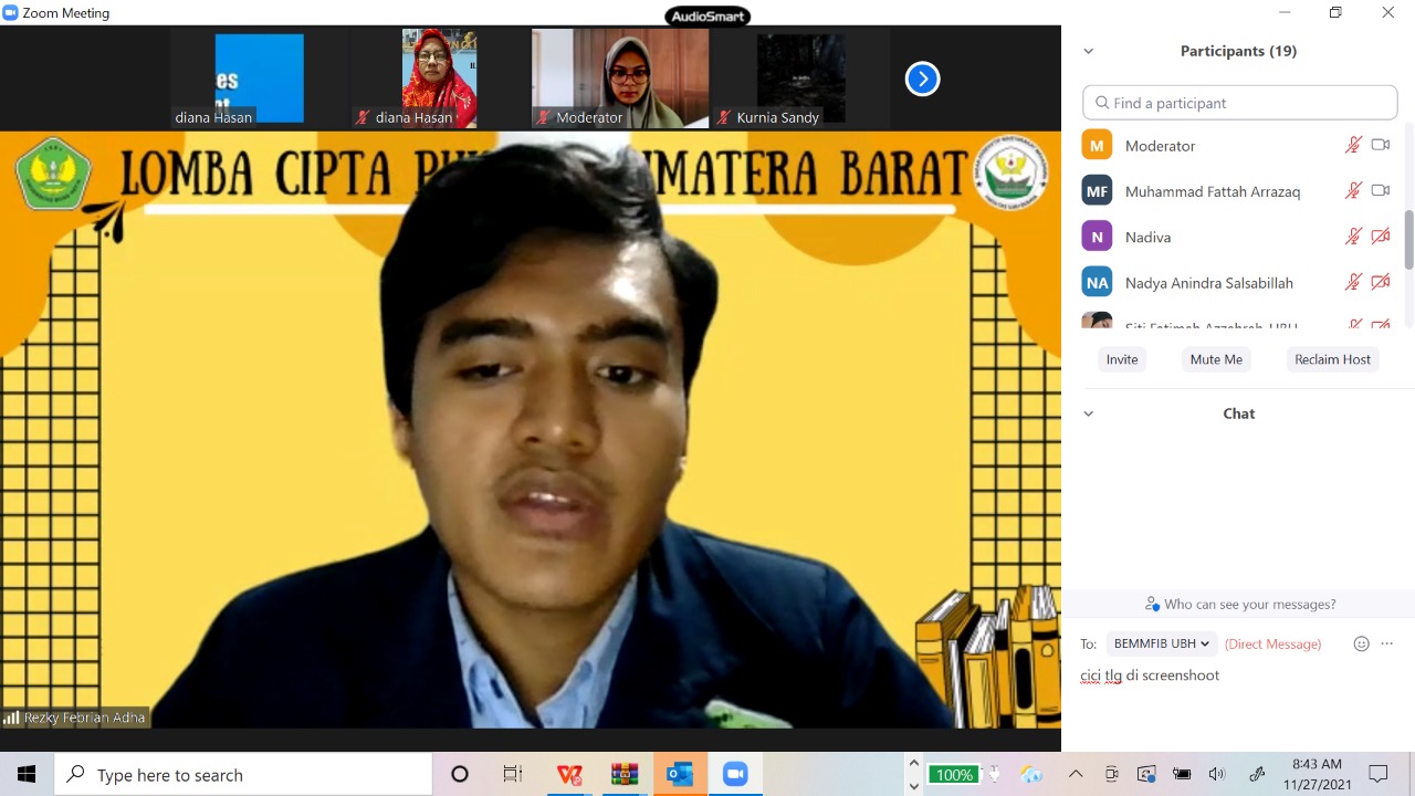 BEMM FIB Sukses Selenggarakan Lomba Cipta Puisi 2021 se-Sumatera Barat