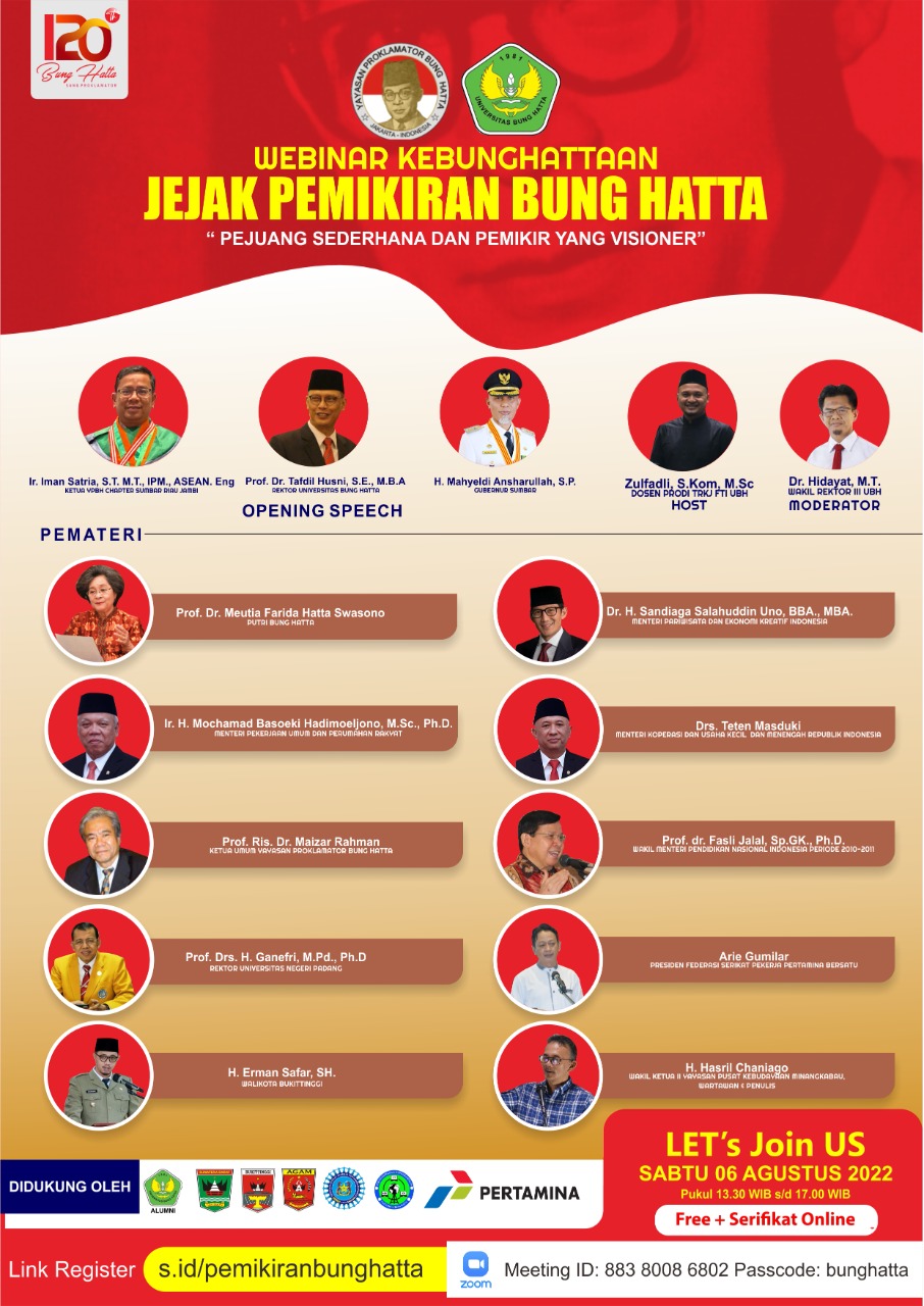 Dibanjiri Narasumber Hebat, Mari Ikuti Webinar Jejak Pemikiran Bung Hatta!