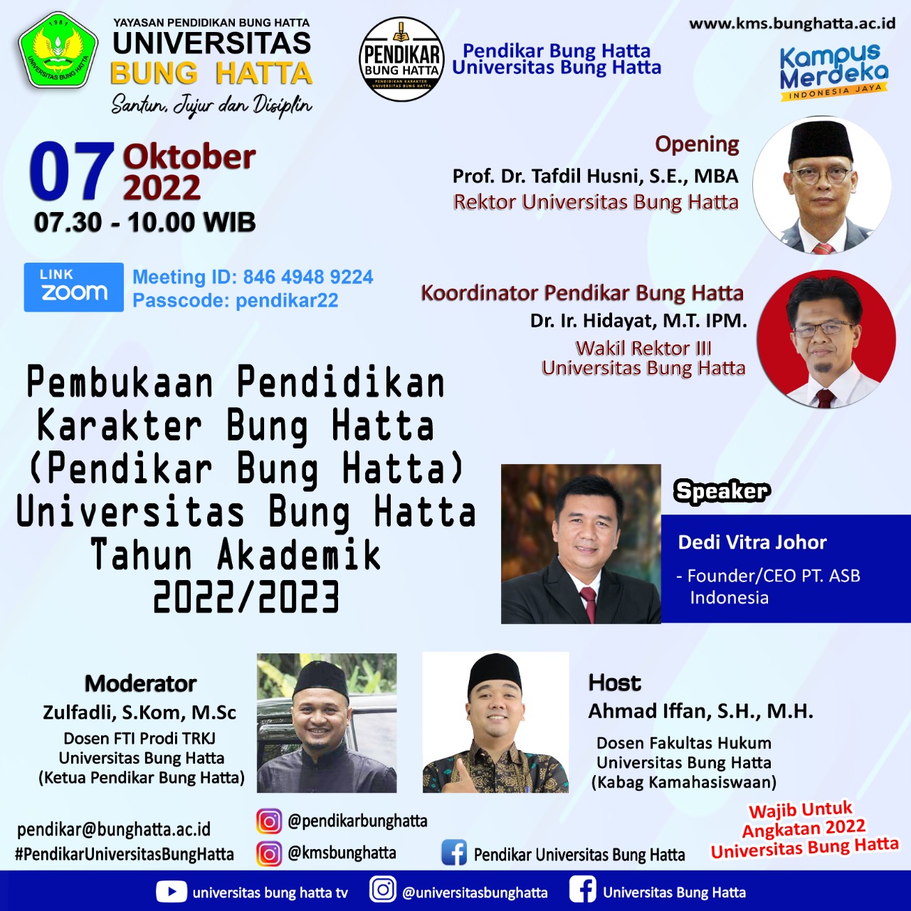 Maba 2022 Wajib Pembukaan Pendikar Bung Hatta Perdana