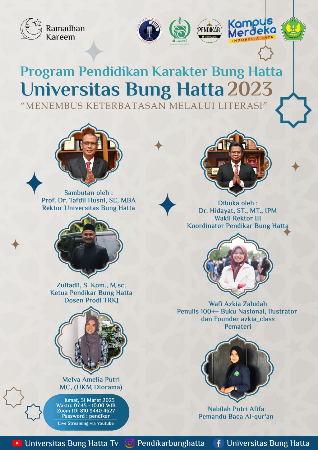 Penulis +100 Buku Nasional Hadir untuk Mahasiswa Universitas Bung Hatta