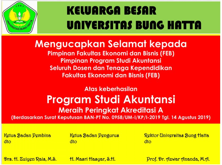 Selamat dan Sukses atas Berhasilnya Prodi Akuntansi Meraih Akreditasi A