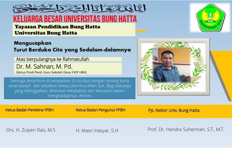 Berita Duka: Telah Berpulang ke Rahmatullah, Dr. M. Sahnan, M. Pd., Ketua Prodi PGSD FKIP UBH