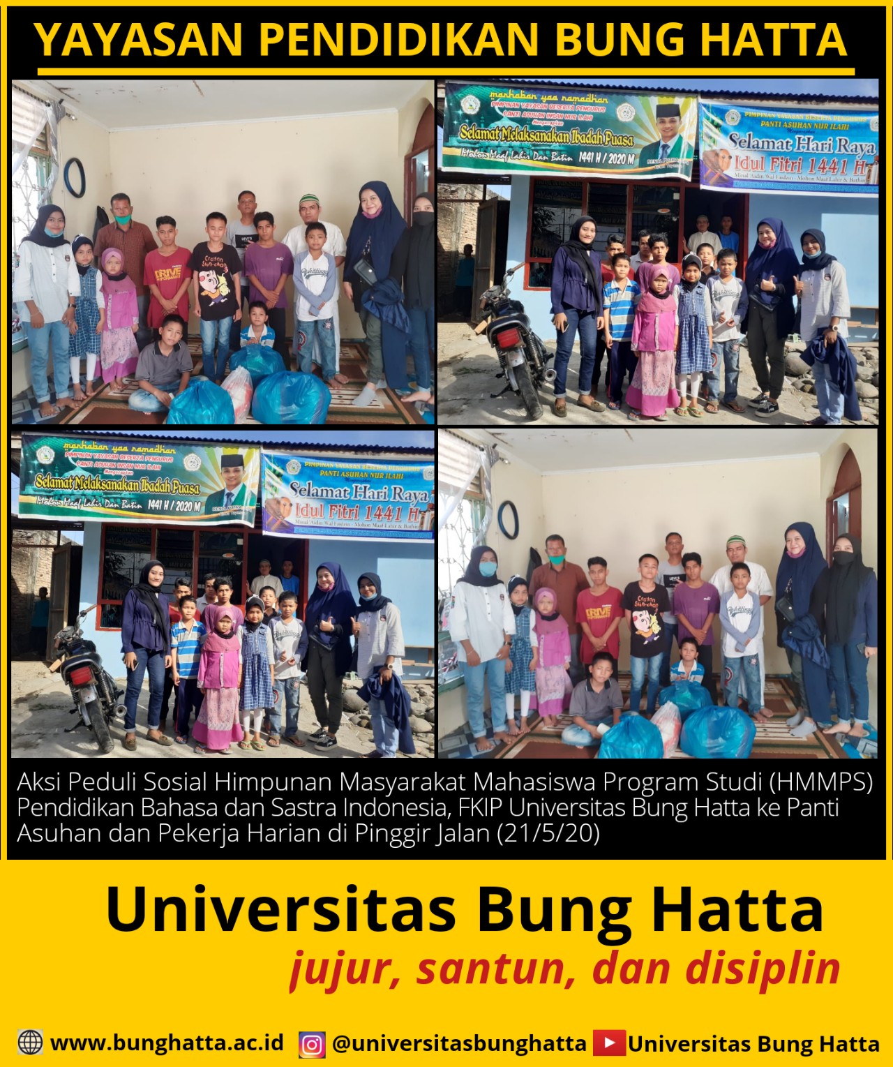 Gelar Aksi Sosial: Mahasiswa Pendidikan Bahasa dan Sastra Indonesia Universitas Bung Hatta Turun ke Jalan dan Panti Asuhan