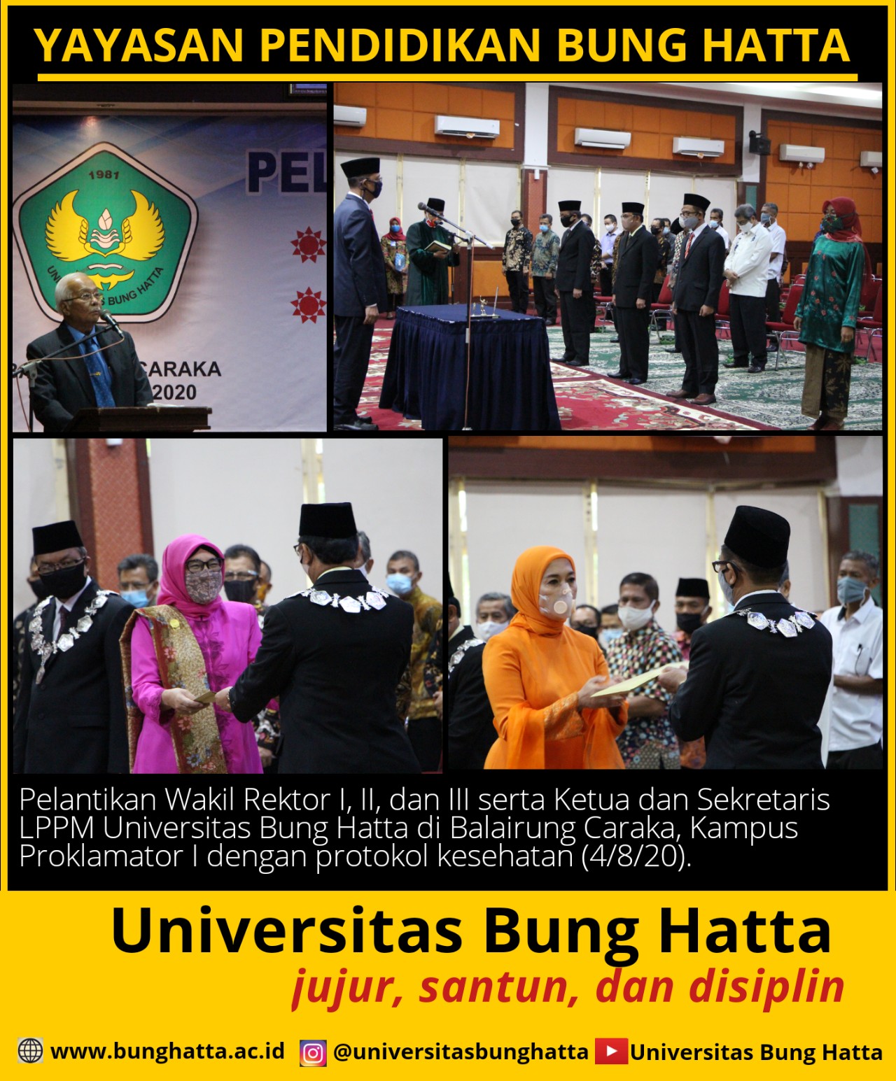 Pelantikan Wakil Rektor I, II, dan III Universitas Bung Hatta