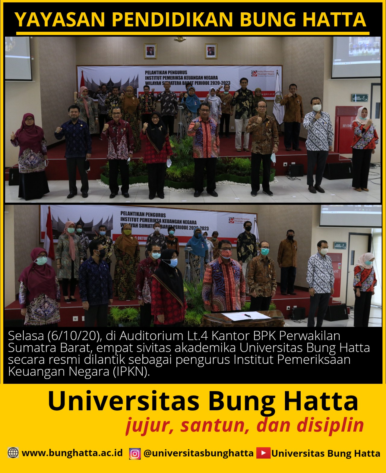 Empat Sivitas Akademika Universitas Bung Hatta Dilantik Menjadi Pengurus IPKN Wilayah Sumatra Barat